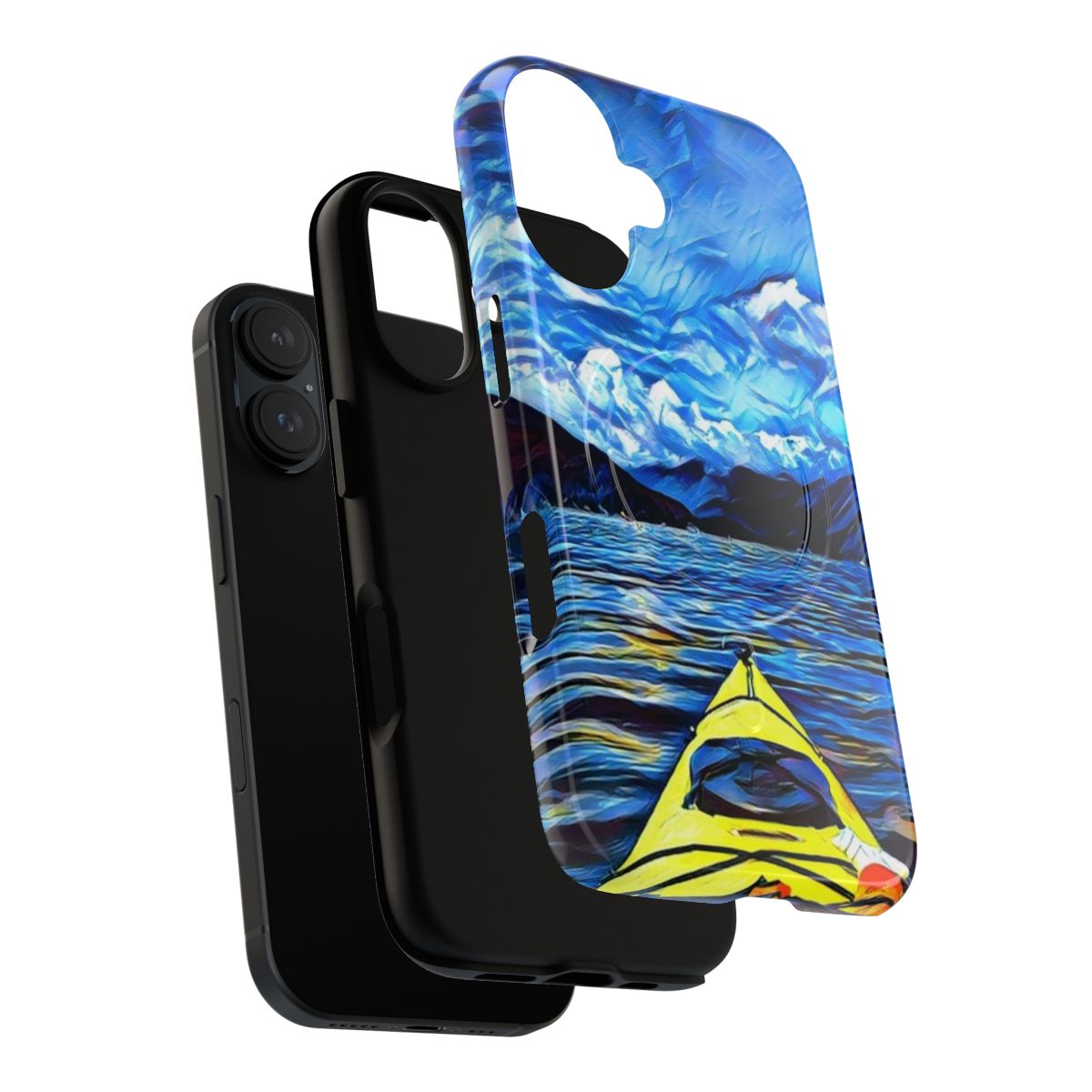 Vibrant blue phone case with scenic landscape design - Layers