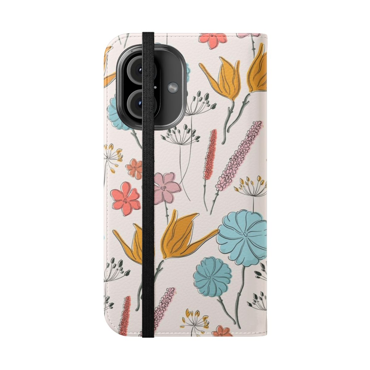 Vibrant botanical floral print phone case in summer colors - Folded Front