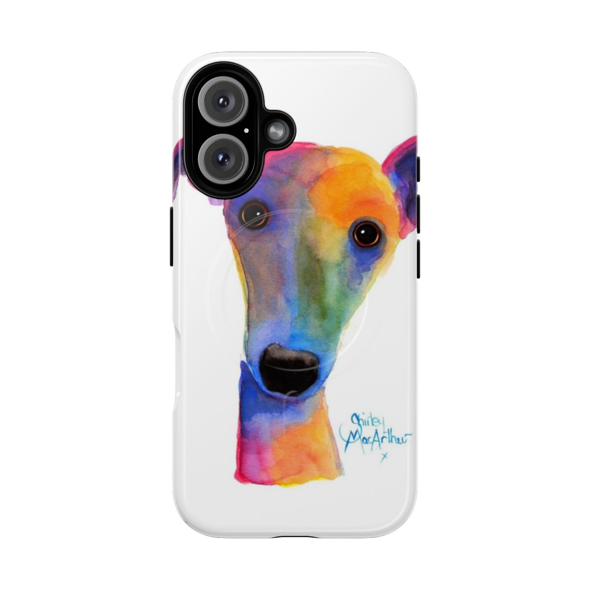 Whippet and Greyhound watercolor print on a magnetic tough phone case