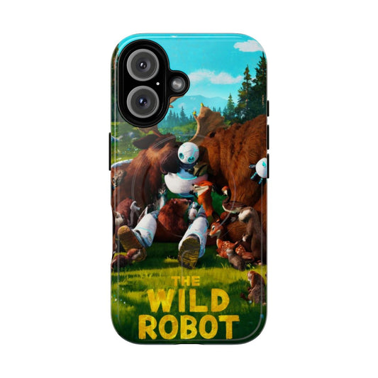 Futuristic robot-themed phone case with magnetic closure