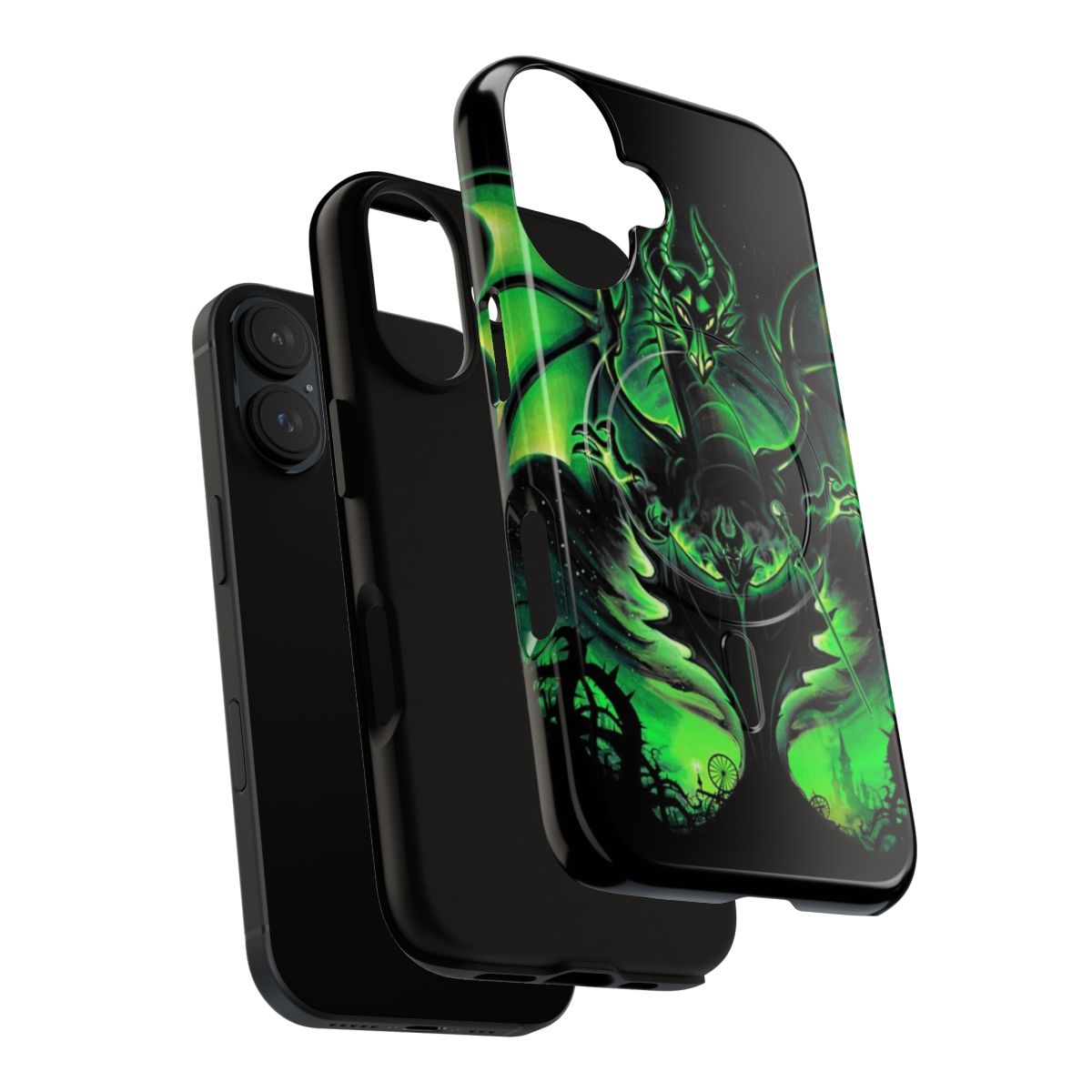 Dark fantasy phone case featuring an evil sorcerer, inspired by the villain Maleficent from Sleeping Beauty - Layers