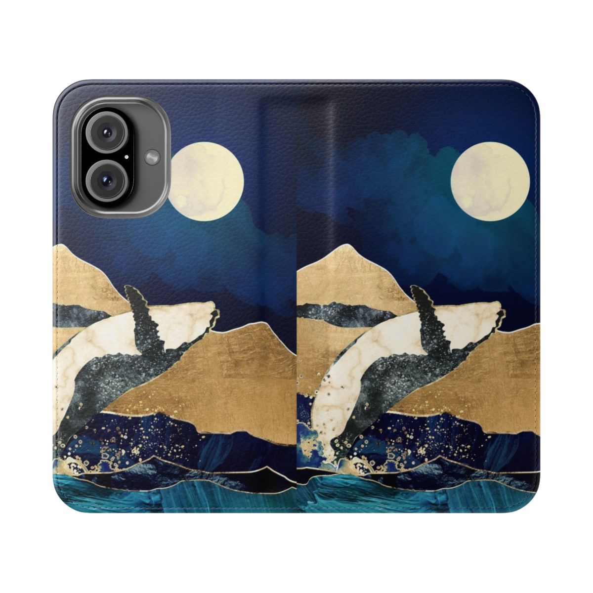 Colorful and artistic whale and ocean-themed flip phone case