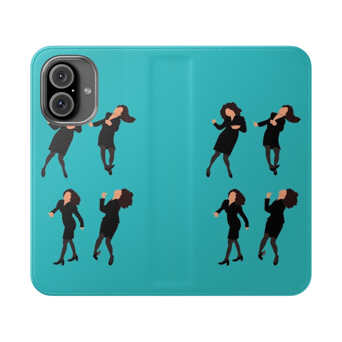 Elaine Benes dancing in a Seinfeld-inspired flip phone case