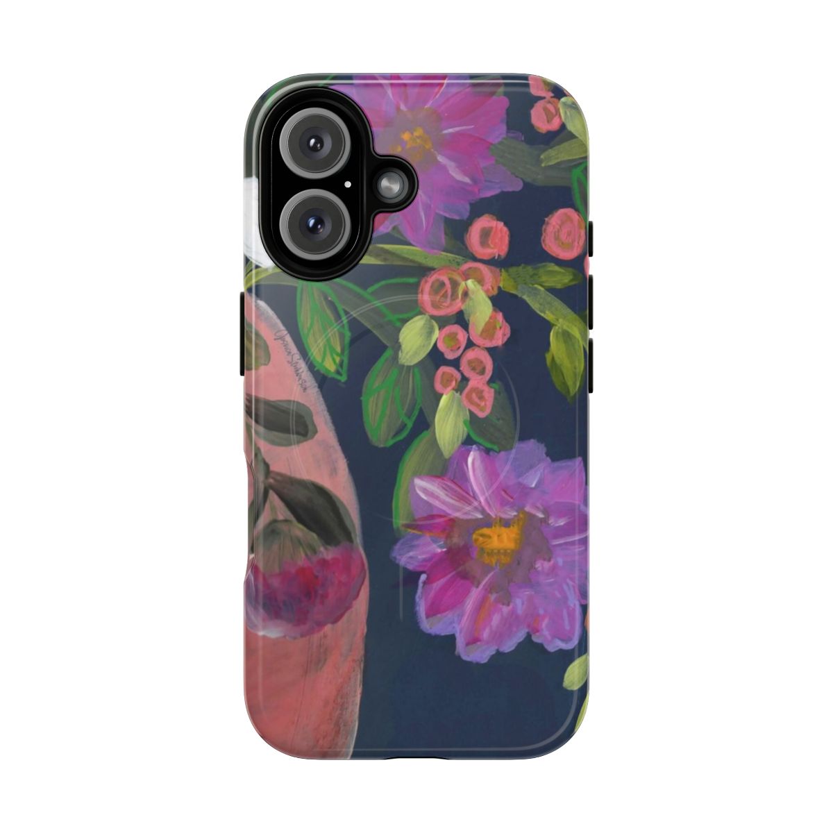 Coral tango pattern magnetic tough phone case