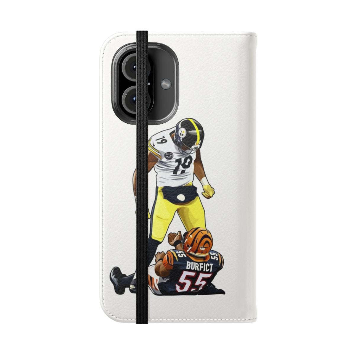 Customizable football phone case featuring Juju Smith-Schuster of the Pittsburgh Steelers - Folded Front