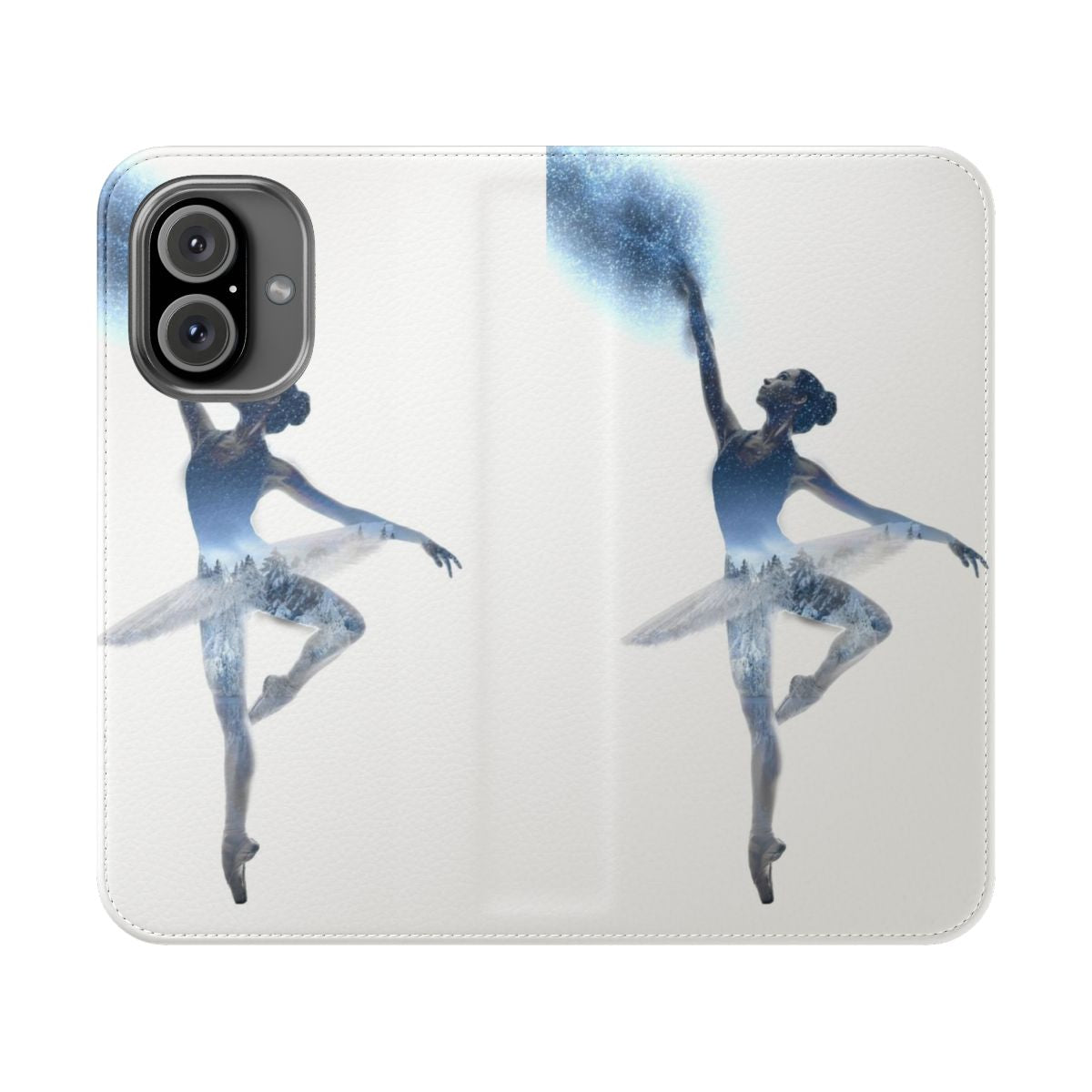 A stylish flip cover phone case featuring a dancing ballerina silhouette against a starry background, perfect for ballet and dance enthusiasts.