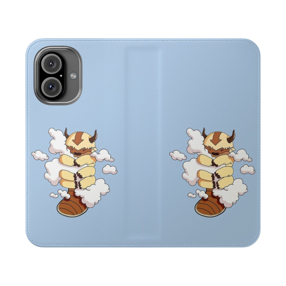 Flip phone case featuring Appa from Avatar: The Last Airbender with clouds in the background.