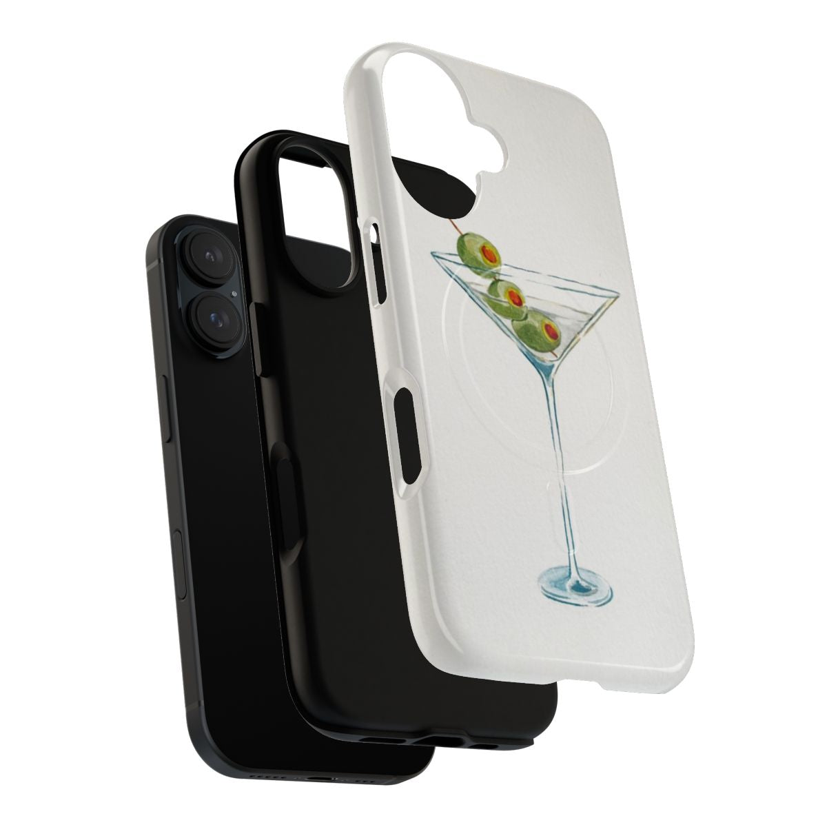 Artistic martini glass with green olives design on a durable phone case - Layers