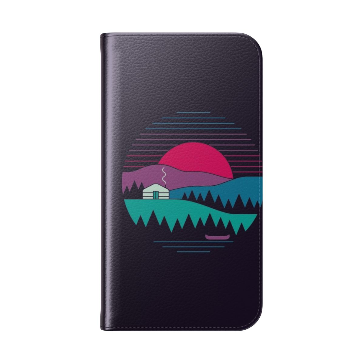 Minimalist phone case with nature and graphic design elements - Folded Back