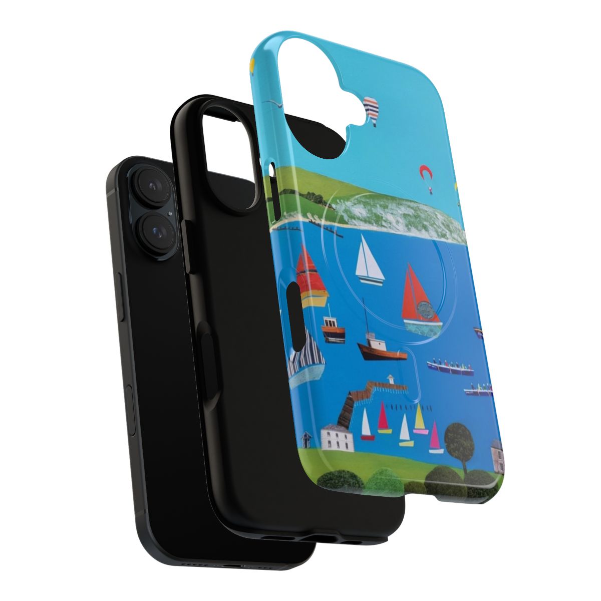 Magnetic phone case featuring a scenic view of Swanage, Dorset on the Jurassic Coast - Layers