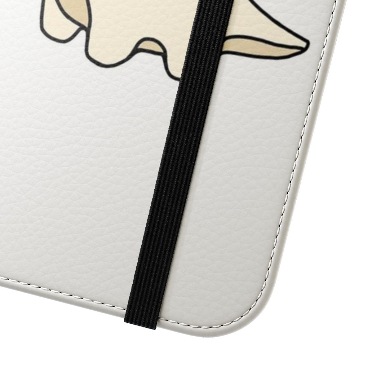 Cute brontosaurus dinosaur with a red and white mushroom hat on a flip cover phone case - Close Up