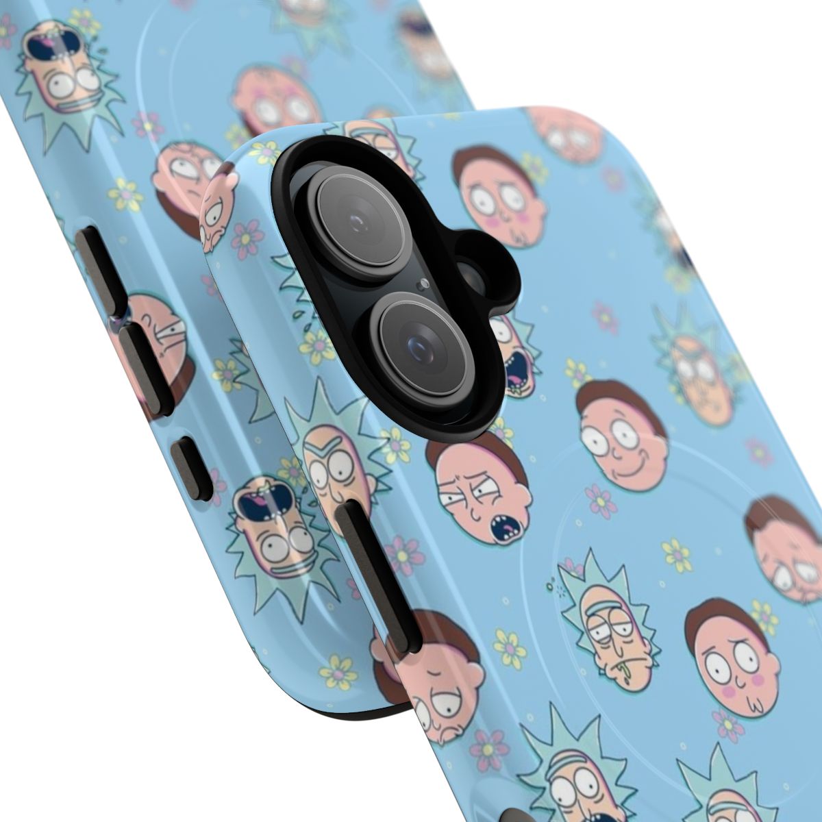 Tough magnetic phone case featuring Rick and Morty cartoon art - Detail