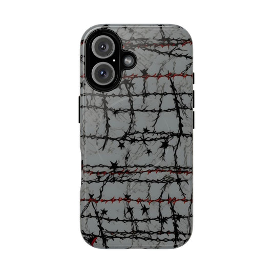 Durable phone case with a barbed wire pattern design