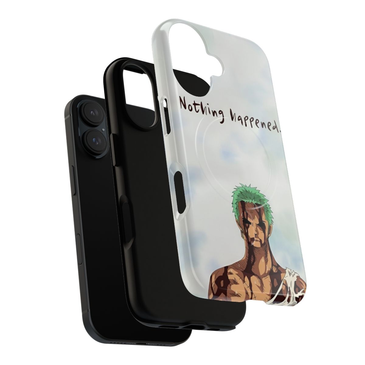 Magnetic tough phone case featuring the character Zoro from the popular anime and manga series, One Piece. - Layers