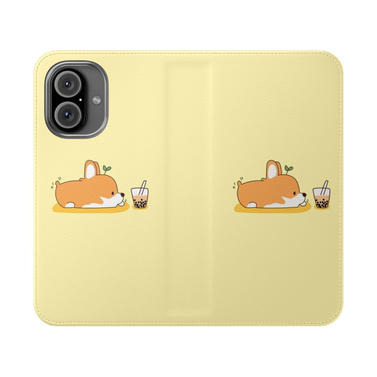 Corgi and bubble tea themed phone case