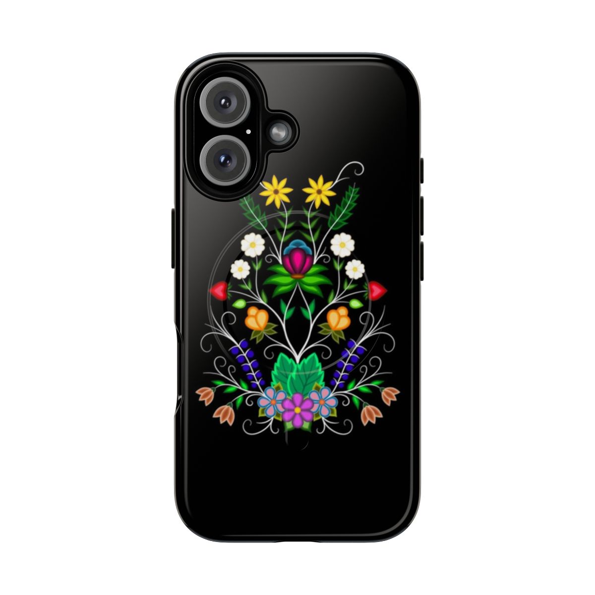 Ojibwe floral motif design on a magnetic tough phone case