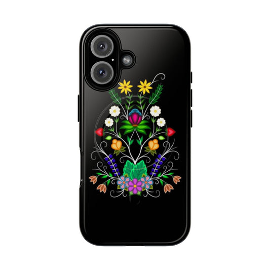 Ojibwe floral motif design on a magnetic tough phone case