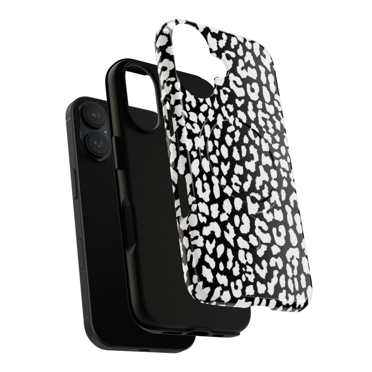 Leopard print phone case with a magnetic closure and durable construction - Layers