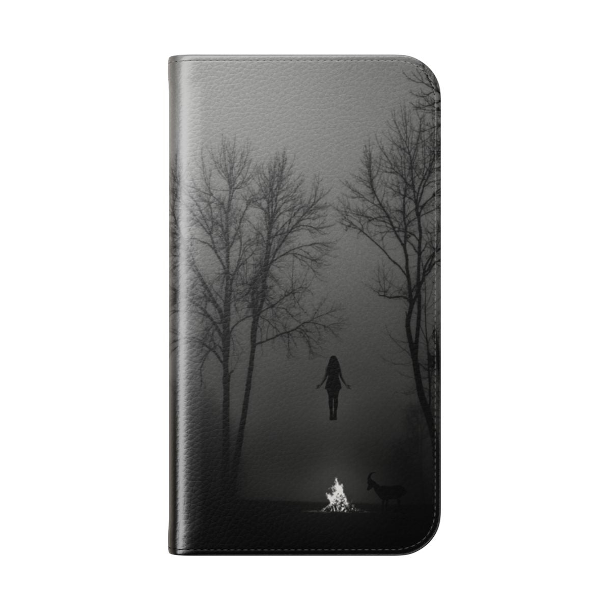 Chilling phone case cover featuring a dark ritual in a spooky forest setting - Folded Back