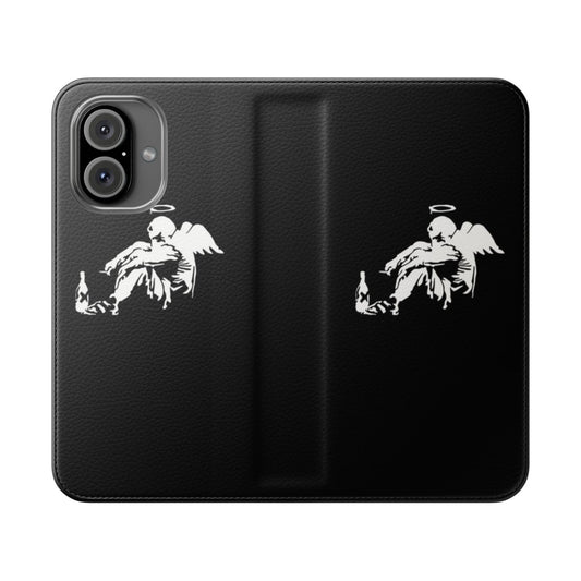 Banksy-inspired fallen angel art design on a phone case cover