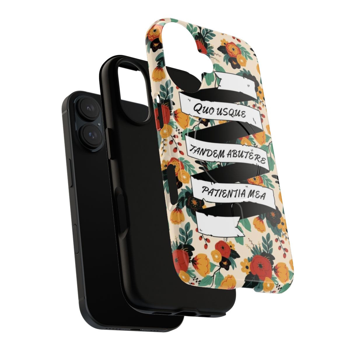 Floral phone case featuring quotes and writings from ancient Roman orator Cicero - Layers