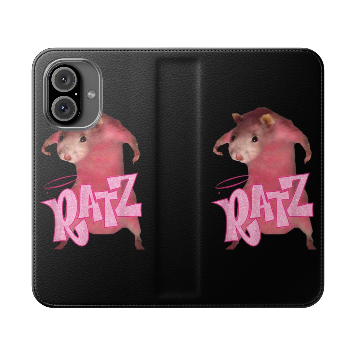 Ratz Flip Phone Case with Funny Ratt Design in Pink