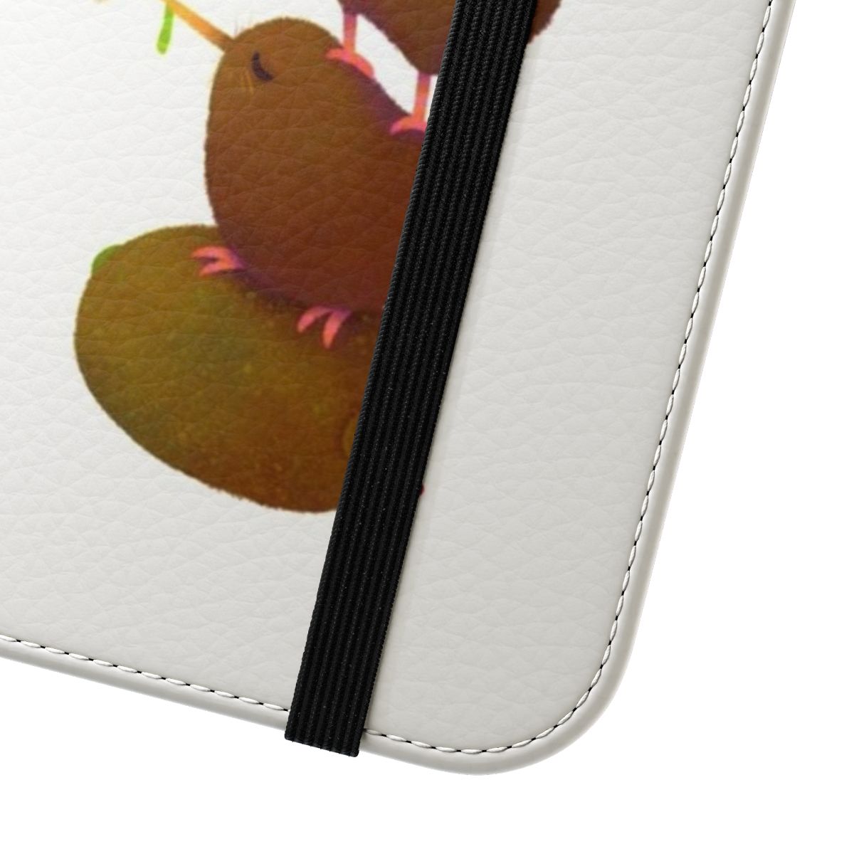 Colorful kiwi-themed phone case with a fun bird design - Close Up