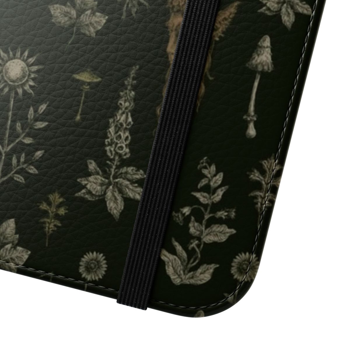 A stylish and protective phone case featuring a nature-inspired design with a guardian figure, trees, and mystical elements. - Close Up