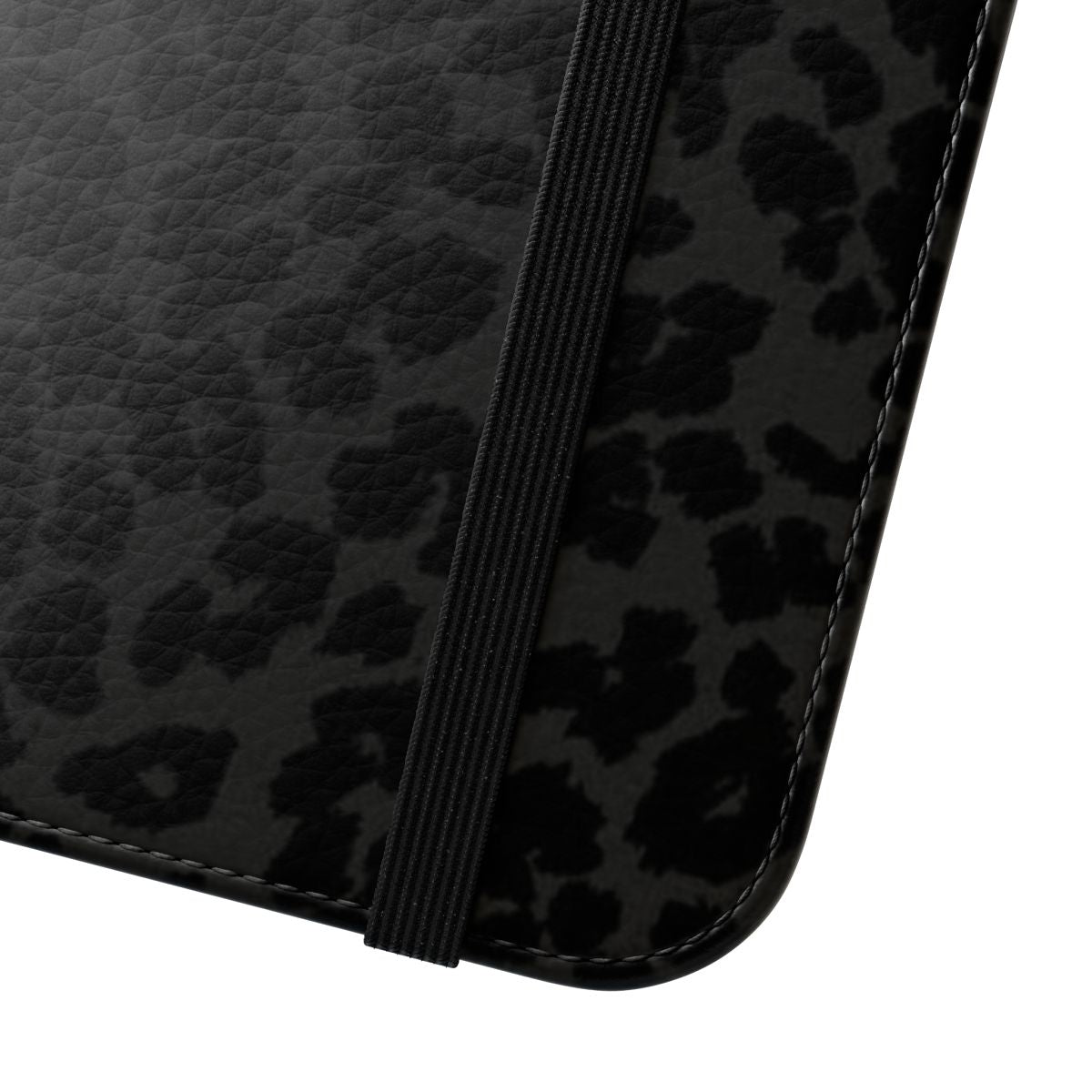 Black leopard print phone case cover - Close Up