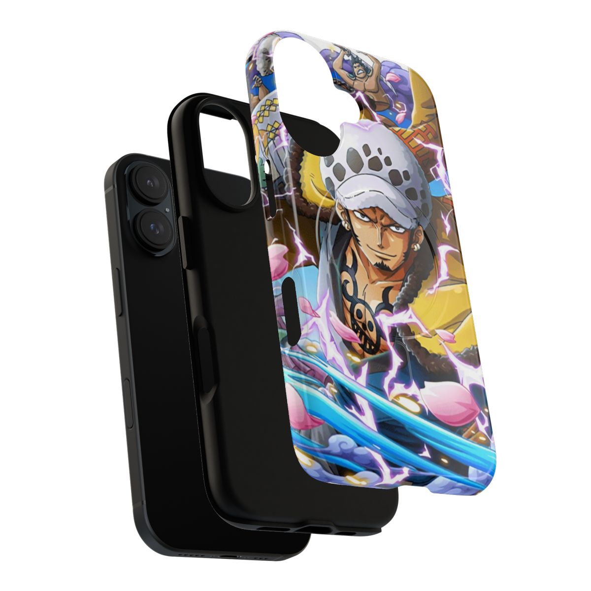 Durable and stylish phone case featuring Trafalgar Law and the Heart Pirates from the anime and manga series One Piece. - Layers