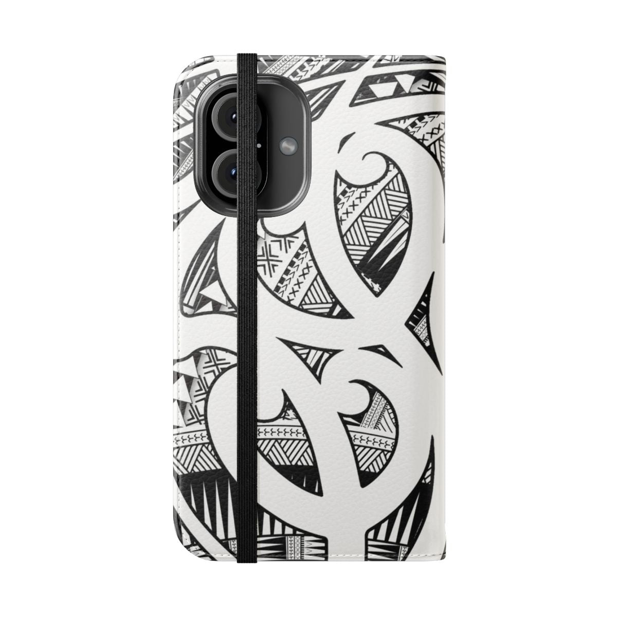 Vibrant Maori-style pattern on a flip phone case cover - Folded Front