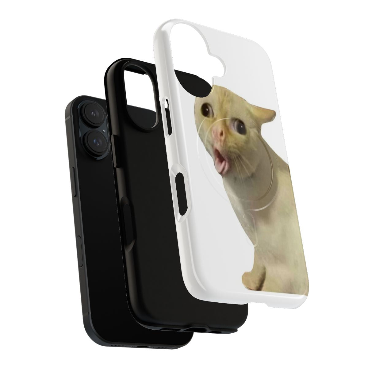 Coughing cat meme printed on a durable magnetic phone case - Layers