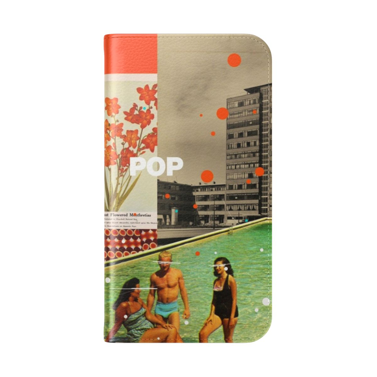 Retro pop art phone case with a vintage floral collage design - Folded Back