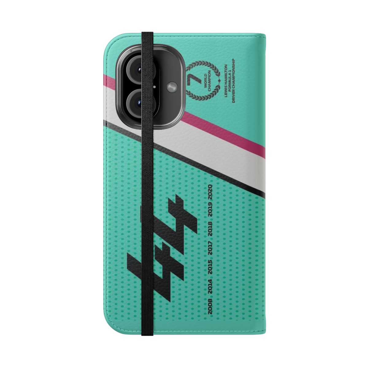 Sleek F1 inspired phone case featuring Lewis Hamilton's race car number 44 - Folded Front