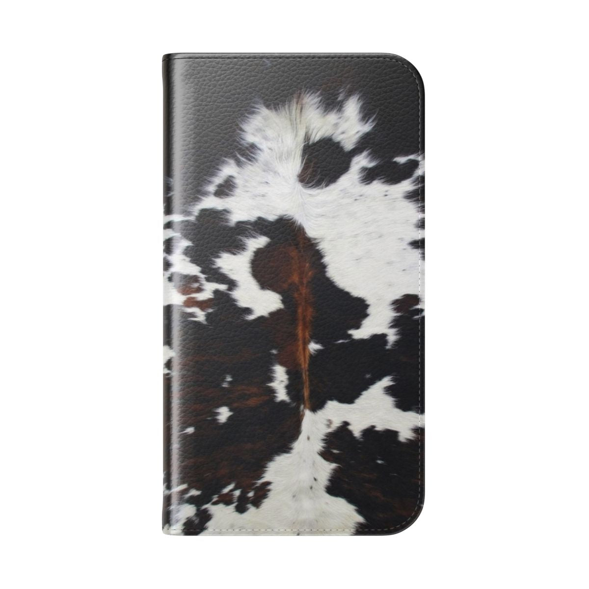 Cowhide Phone Case with Unique Cattle Skin Pattern - Folded Back