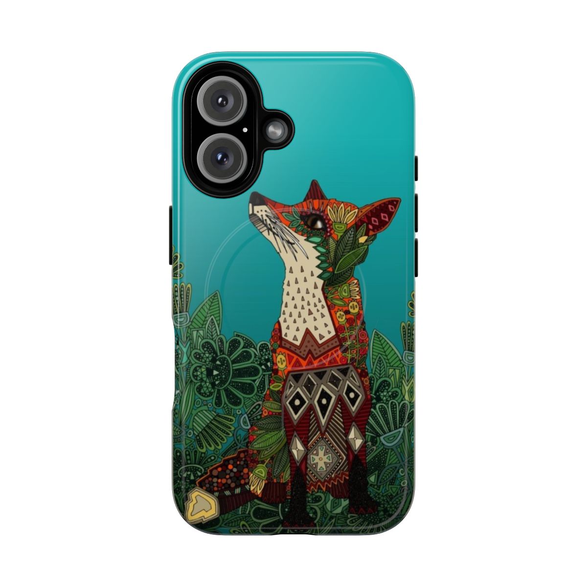 Floral fox pattern on a stylish magnetic tough phone case