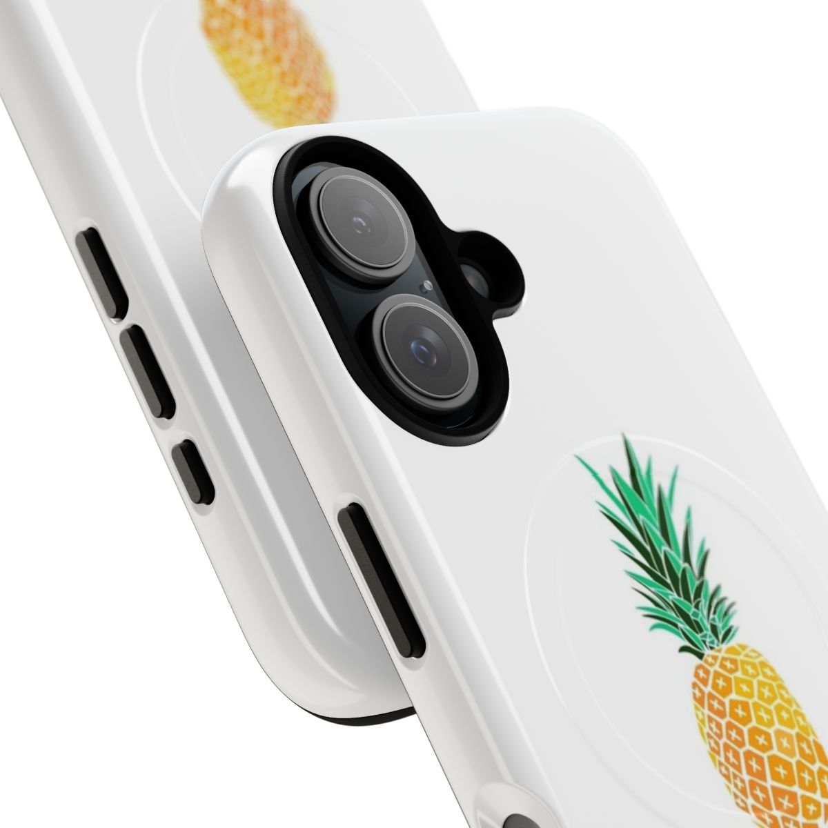 Tropical pineapple fruit design on a magnetic protective phone case - Detail