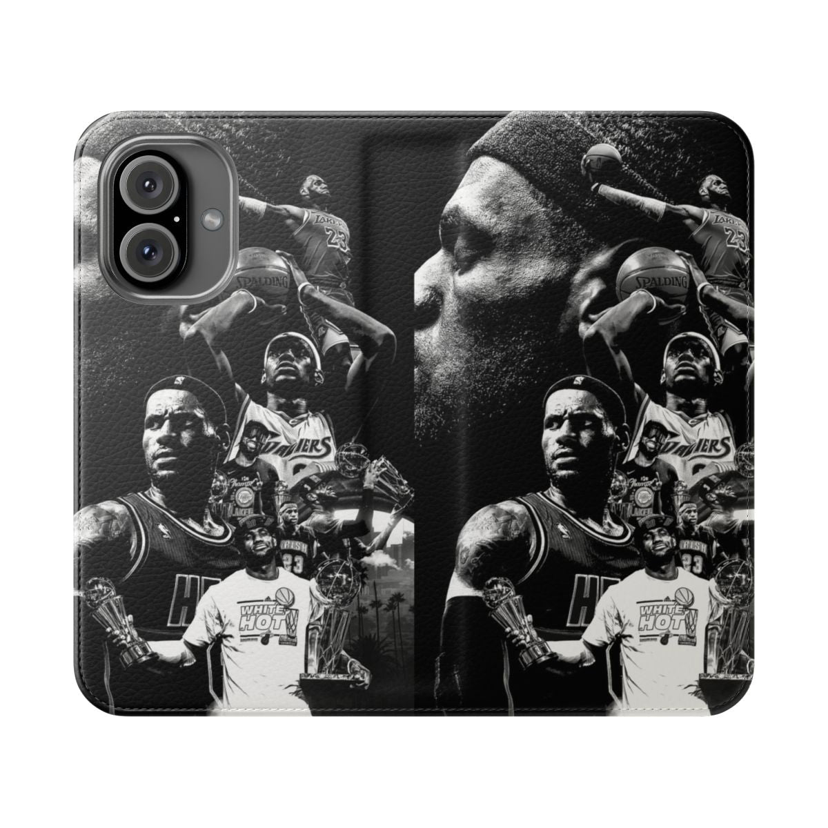 Basketball-themed flip cover phone case design featuring LeBron James, the 4-time NBA champion.