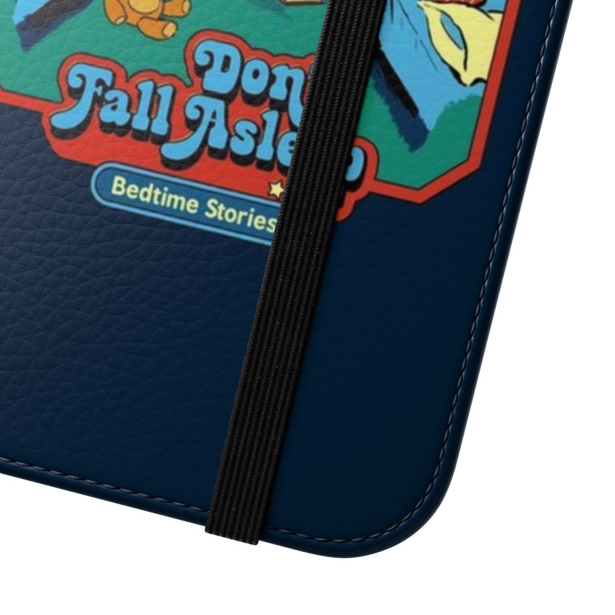 Spooky retro flip cover phone case with a vintage bedtime story design - Close Up