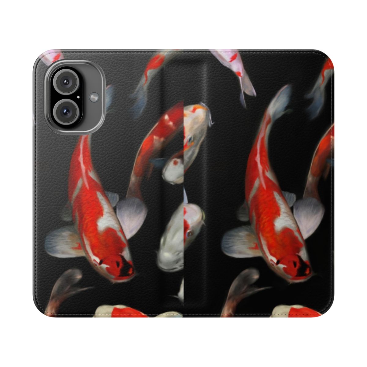 Vibrant koi fish design on a flip cover phone case