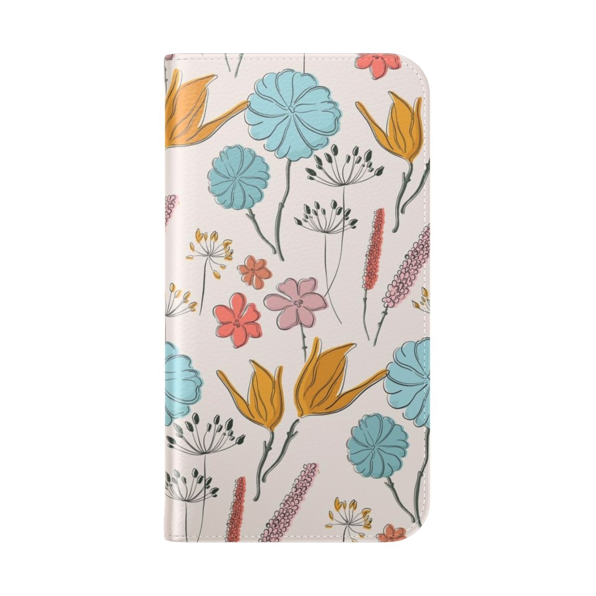 Vibrant botanical floral print phone case in summer colors - Folded Back