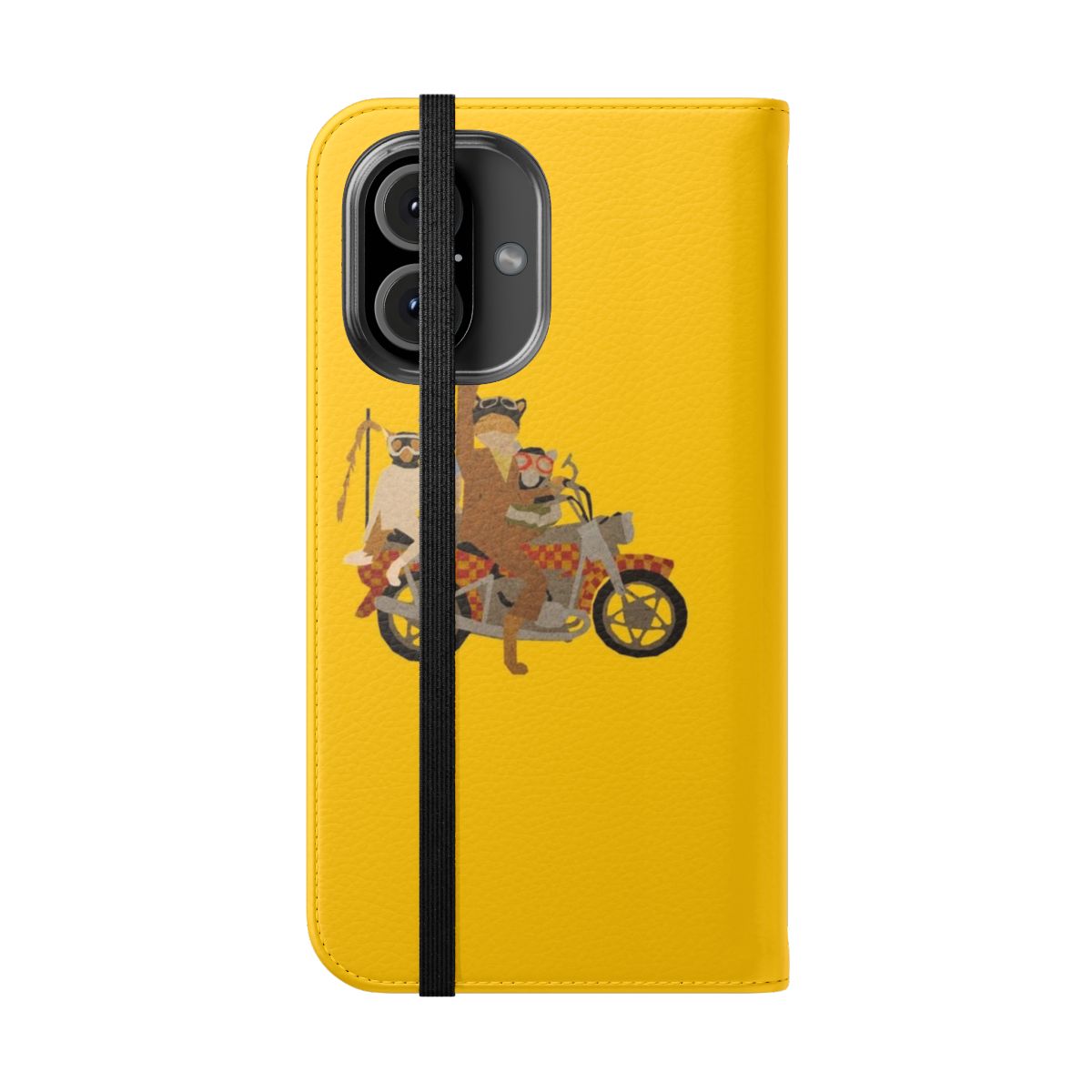 Motorcycle-themed cardboard flip cover phone case - Folded Front