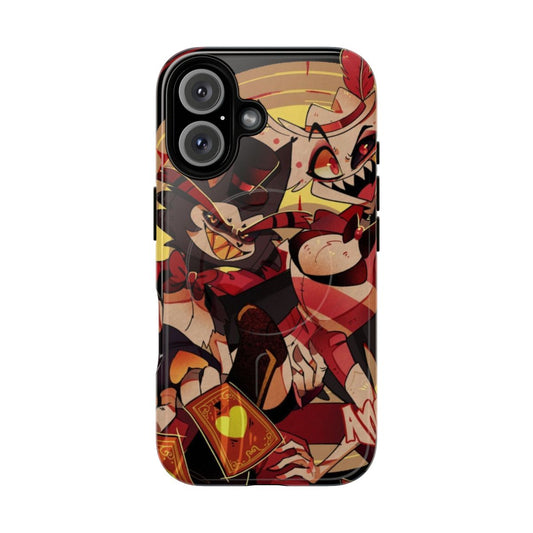 Magnetic tough phone case featuring the characters Angel Dust and Husk from the animated series Hazbin Hotel.