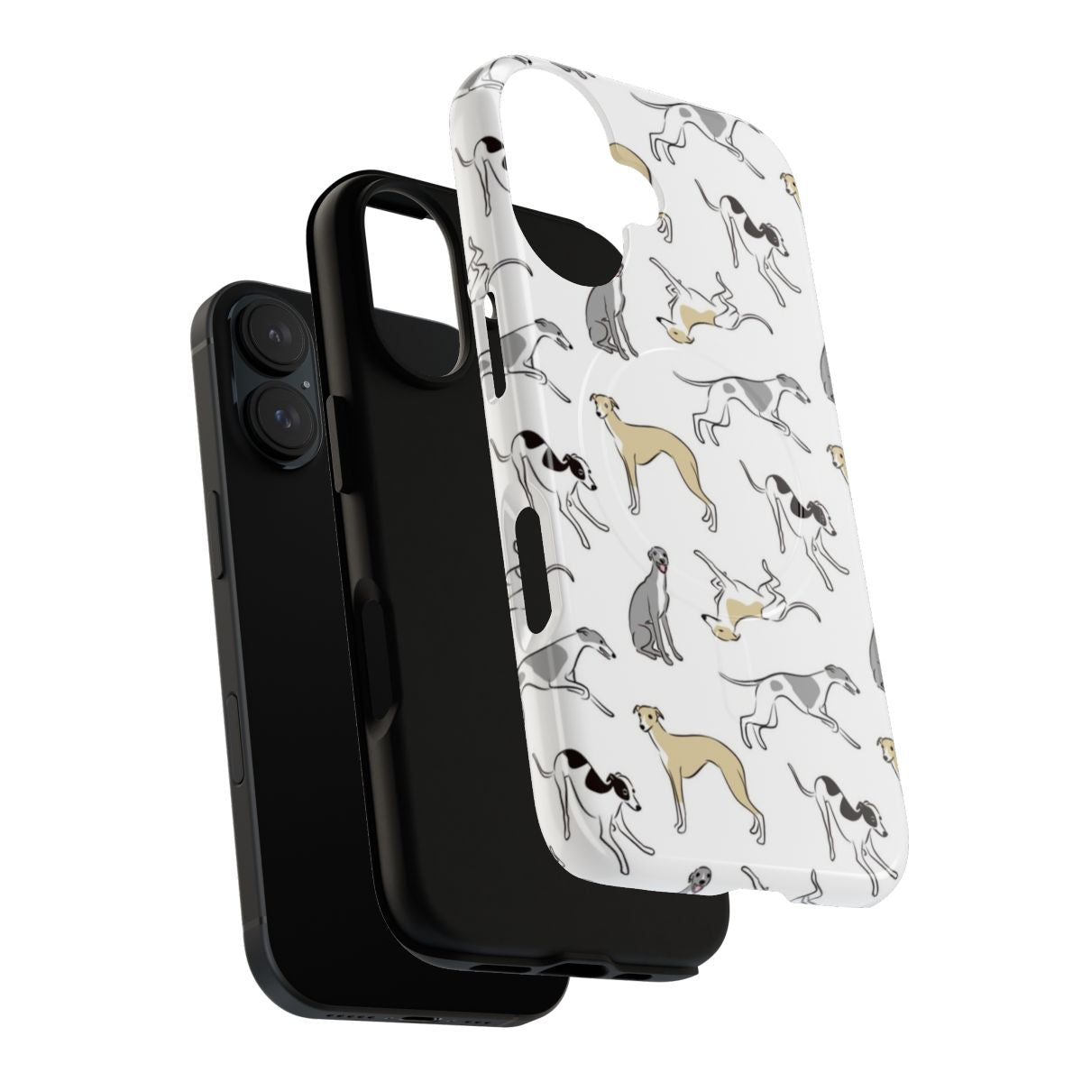 Sighthound-themed tough magnetic phone case for whippets and Italian greyhounds - Layers