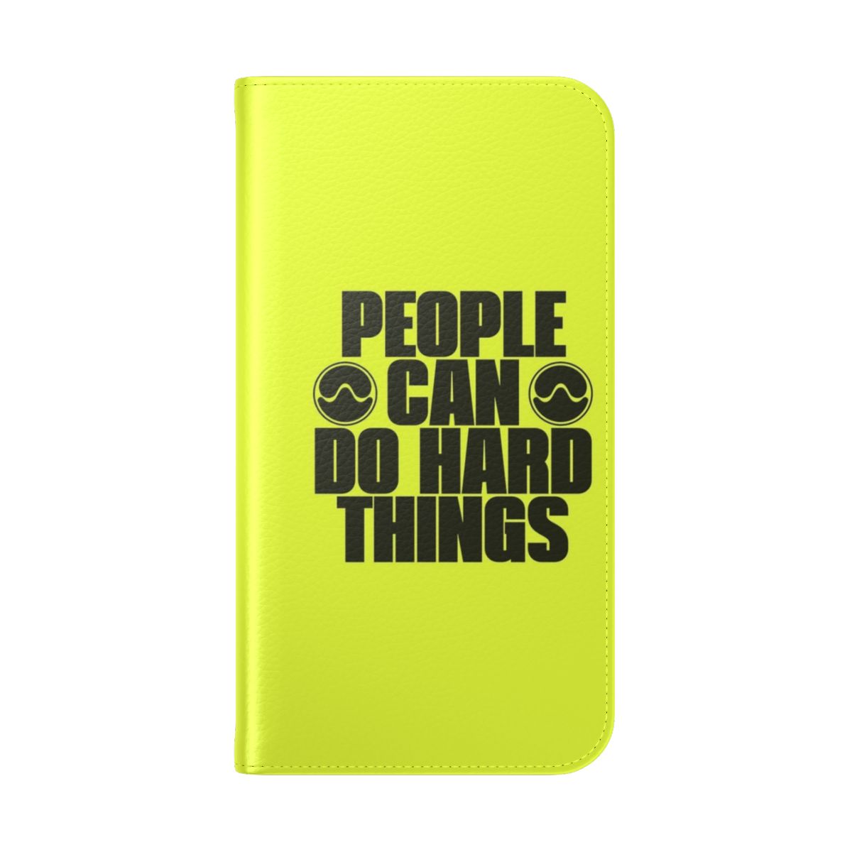 Lime green flip phone case with Chromatica-inspired design - Folded Back