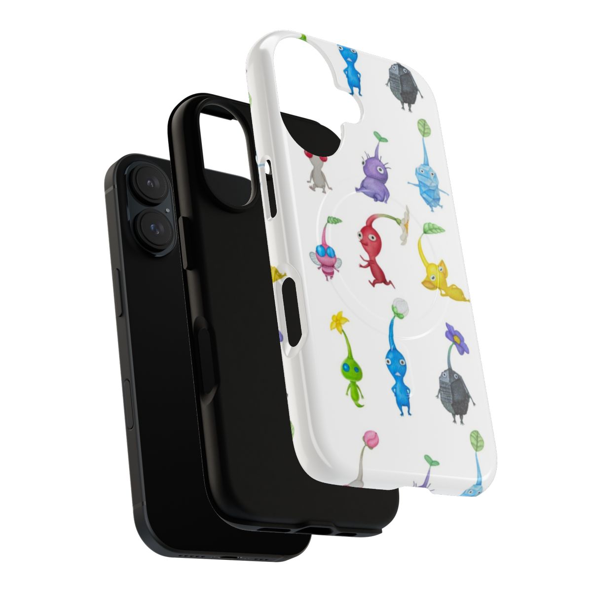 Watercolor-style Pikmin video game character themed magnetic tough phone case - Layers