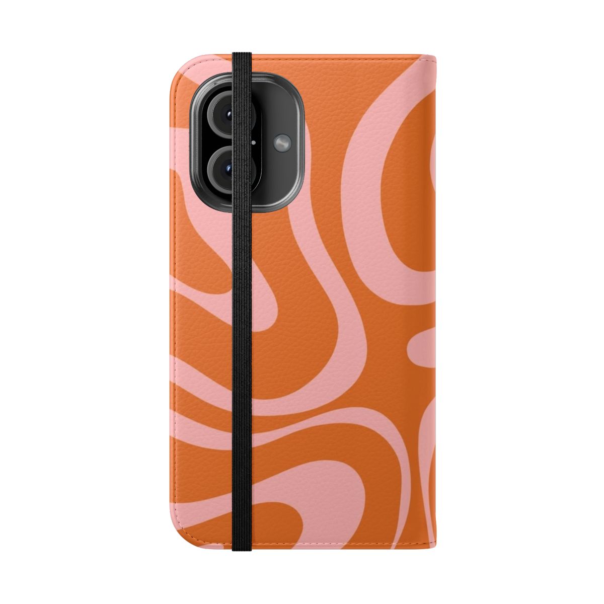 Colorful abstract pattern phone case with pink and orange swirls - Folded Front