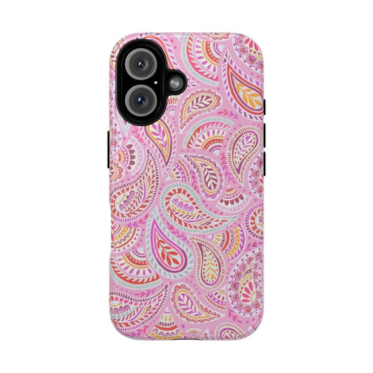 Pink paisley pattern magnetic tough phone case