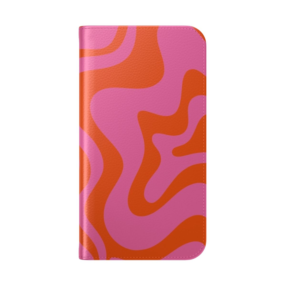 Retro abstract swirl pattern in pink, orange, and red on a flip phone case - Folded Back