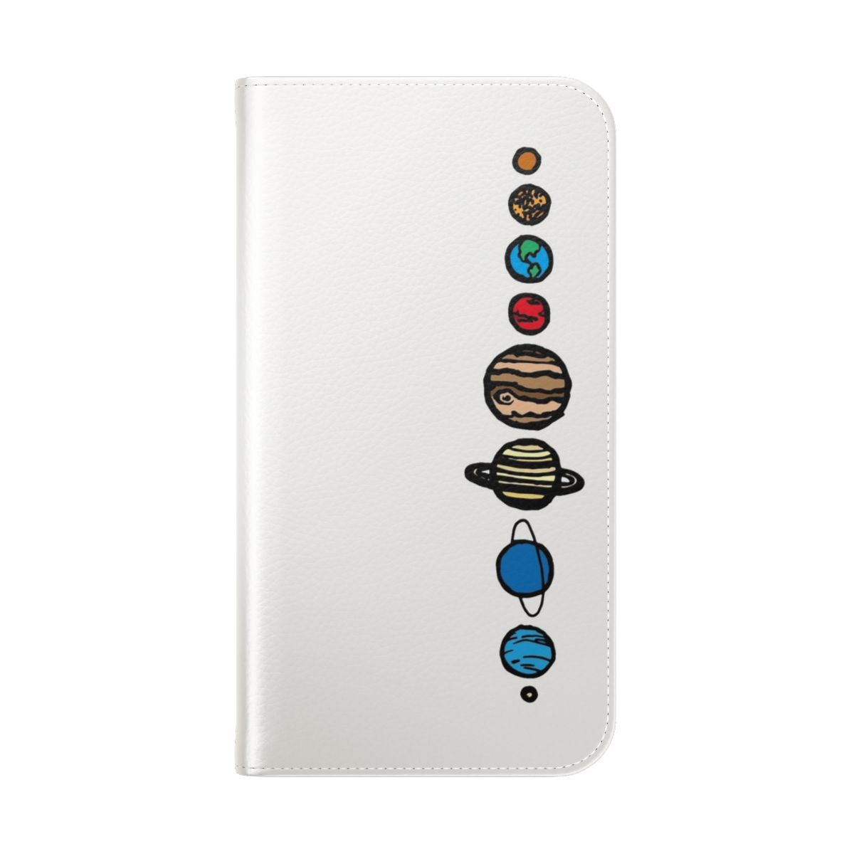 Colorful planets and cosmic designs on a flip phone case - Folded Back